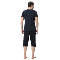 Mack Jonney Dark Blue Dark Blue Night Suit For Men's