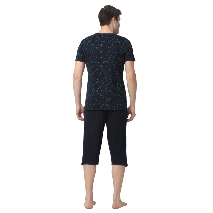 Mack Jonney Dark Blue Dark Blue Night Suit For Men's