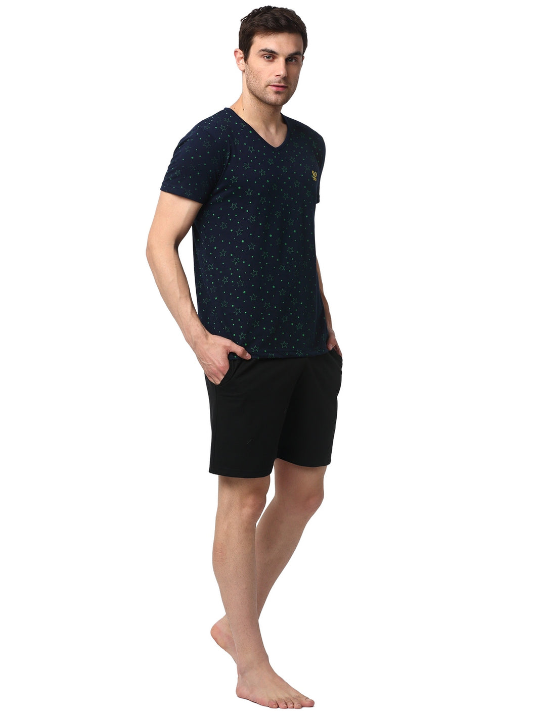 Mack Jonney Dark Blue Black Night Suit For Men's
