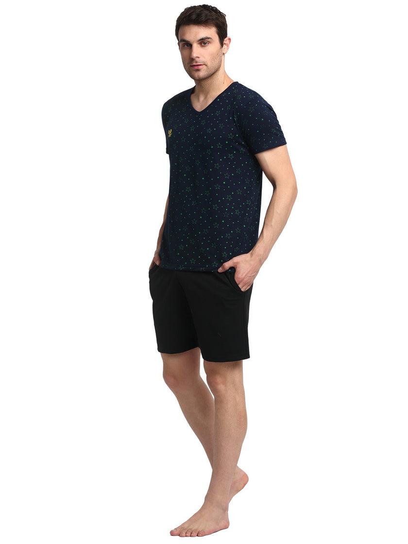 Mack Jonney Dark Blue Black Night Suit For Men's