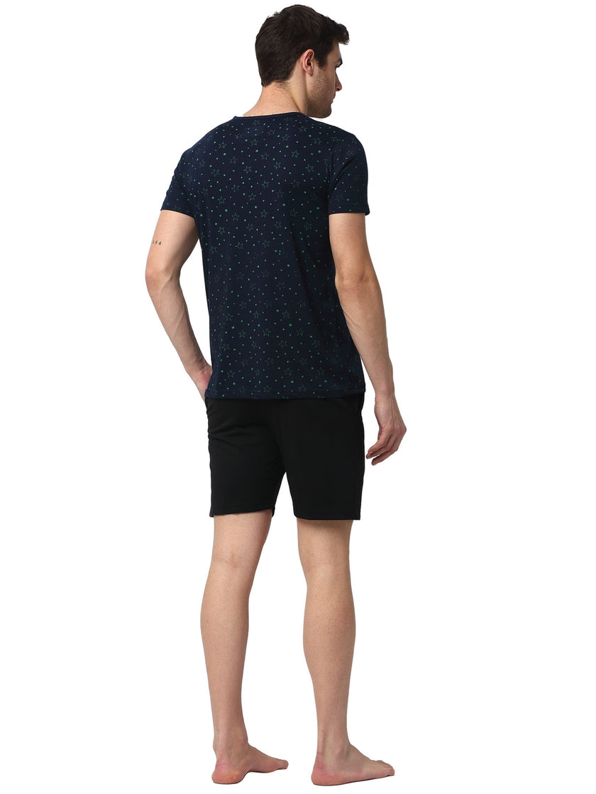 Mack Jonney Dark Blue Black Night Suit For Men's