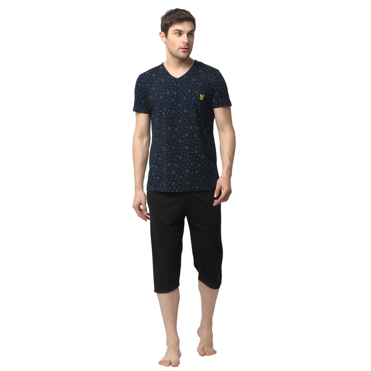 Mack Jonney Dark Blue Black Night Suit For Men's