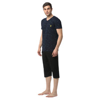 Mack Jonney Dark Blue Black Night Suit For Men's