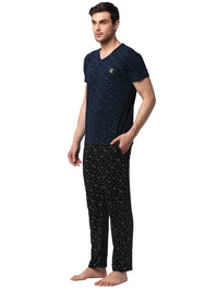 Mack Jonney Dark Blue Black Night Suit For Men's