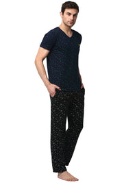 Mack Jonney Dark Blue Black Night Suit For Men's