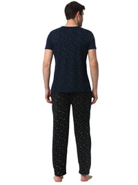 Mack Jonney Dark Blue Black Night Suit For Men's