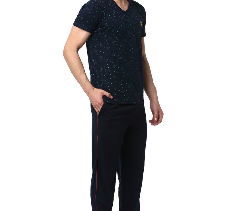 Mack Jonney Dark Blue Night Suit For Men's