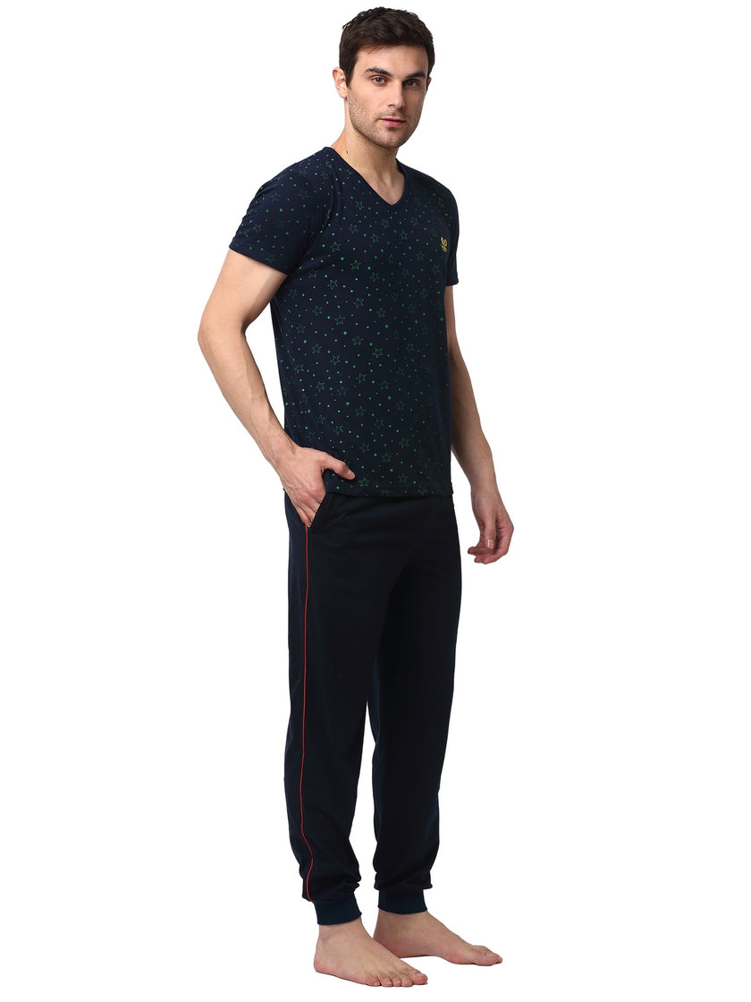 Mack Jonney Dark Blue Night Suit For Men's