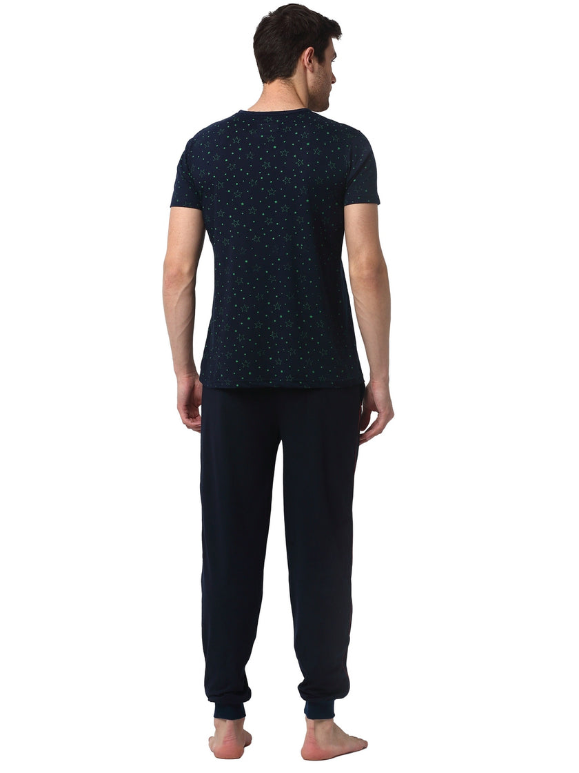 Mack Jonney Dark Blue Night Suit For Men's