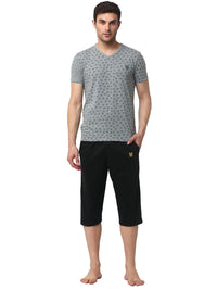 Mack Jonney Silver Black Night Suit For Men's