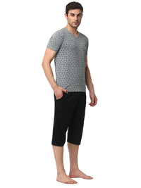 Mack Jonney Silver Black Night Suit For Men's
