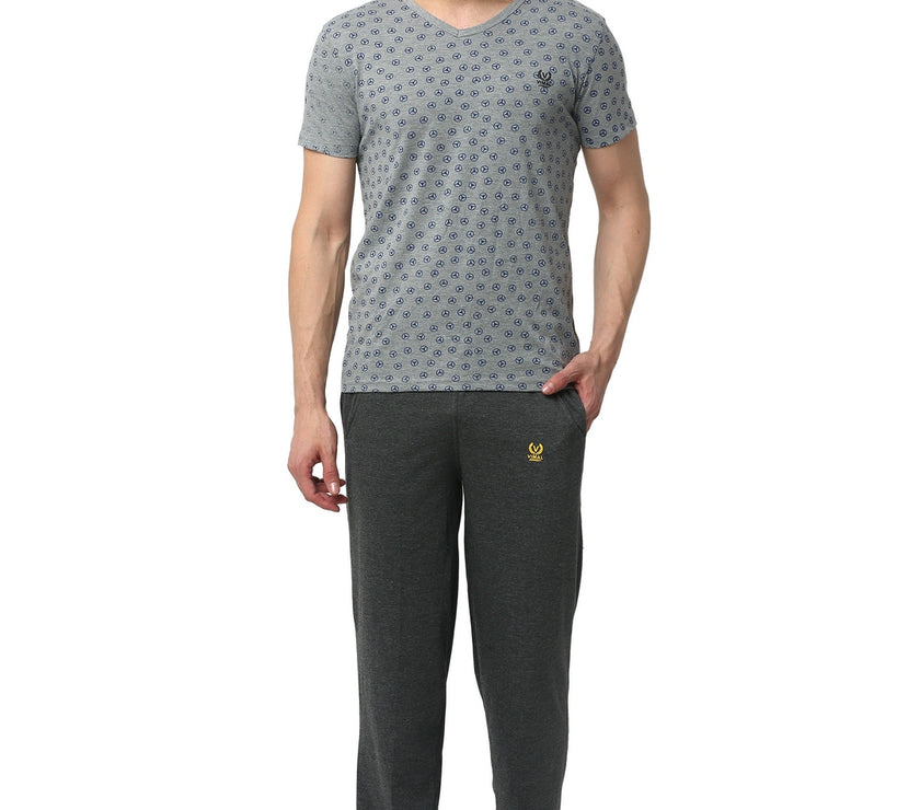 Mack Jonney Silver Grey Night Suit For Men's