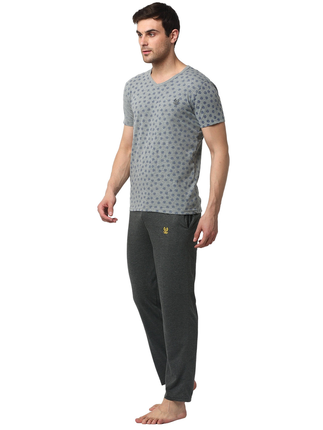 Mack Jonney Silver Grey Night Suit For Men's