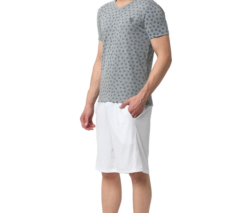 Mack Jonney Silver White Night Suit For Men's