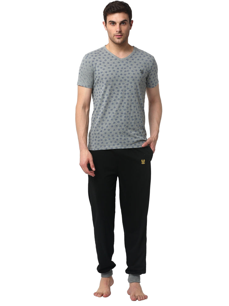 Mack Jonney Silver Black Night Suit For Men's