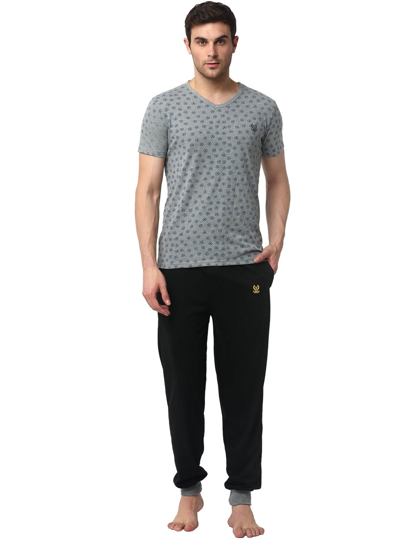 Mack Jonney Silver Black Night Suit For Men's