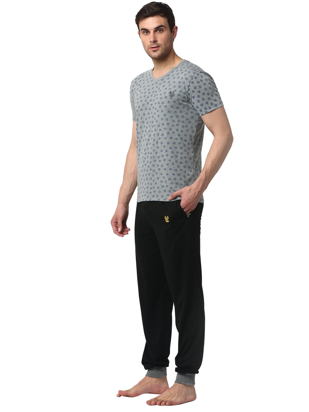 Mack Jonney Silver Black Night Suit For Men's