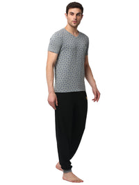 Mack Jonney Silver Black Night Suit For Men's