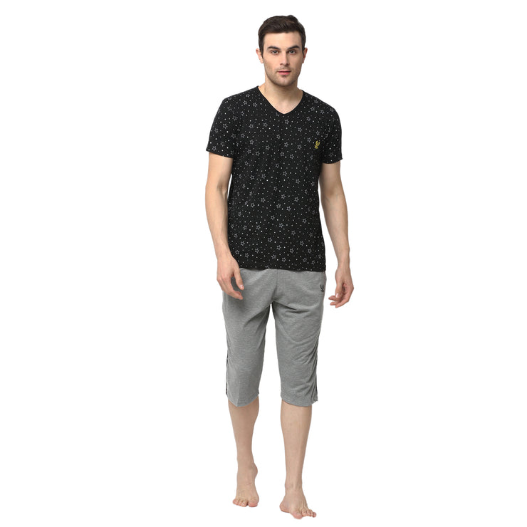 Mack Jonney Black Silver Night Suit For Men's