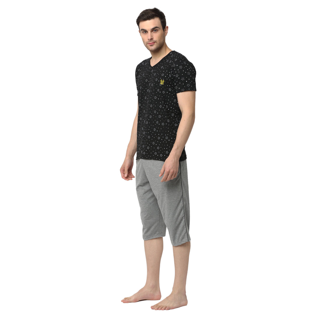 Mack Jonney Black Silver Night Suit For Men's