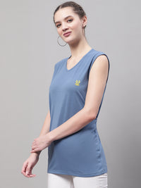 Mack Jonney Regular Fit Cotton Solid Dark Grey Gym Vest for Women