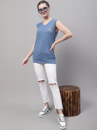 Mack Jonney Regular Fit Cotton Solid Dark Grey Gym Vest for Women