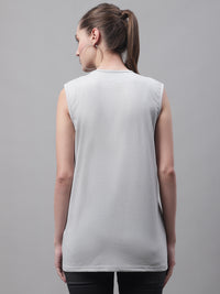 Mack Jonney Regular Fit Cotton Solid Light Grey Gym Vest for Women