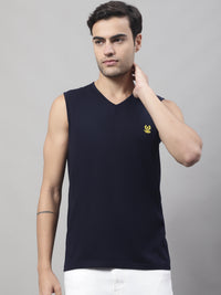 Mack Jonney Regular Fit Cotton Solid Navy Blue Gym Vest for Men