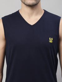 Mack Jonney Regular Fit Cotton Solid Navy Blue Gym Vest for Men