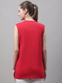 Mack Jonney Regular Fit Cotton Solid Red Gym Vest for Women