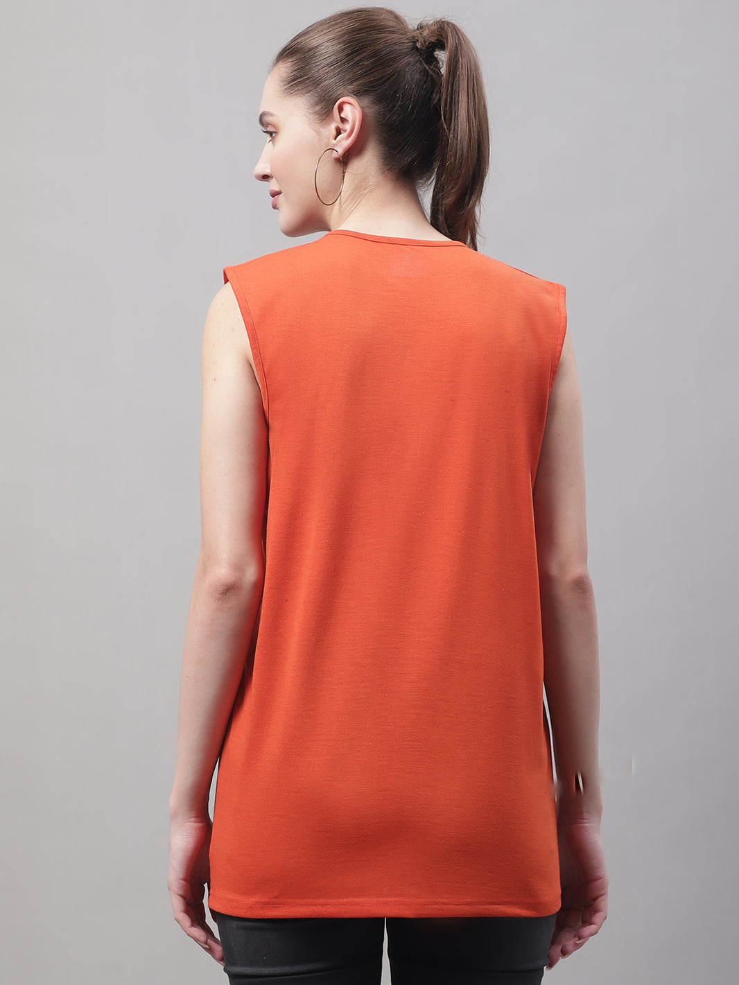 Mack Jonney Regular Fit Cotton Solid Rust Gym Vest for Women
