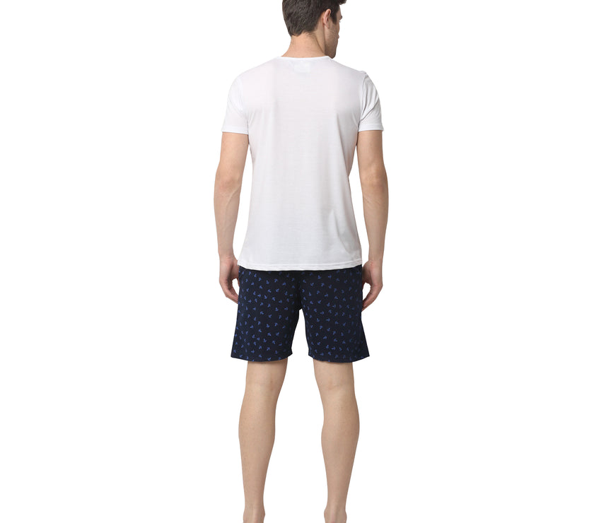 Mack Jonney White Dark Blue Night Suit For Men's