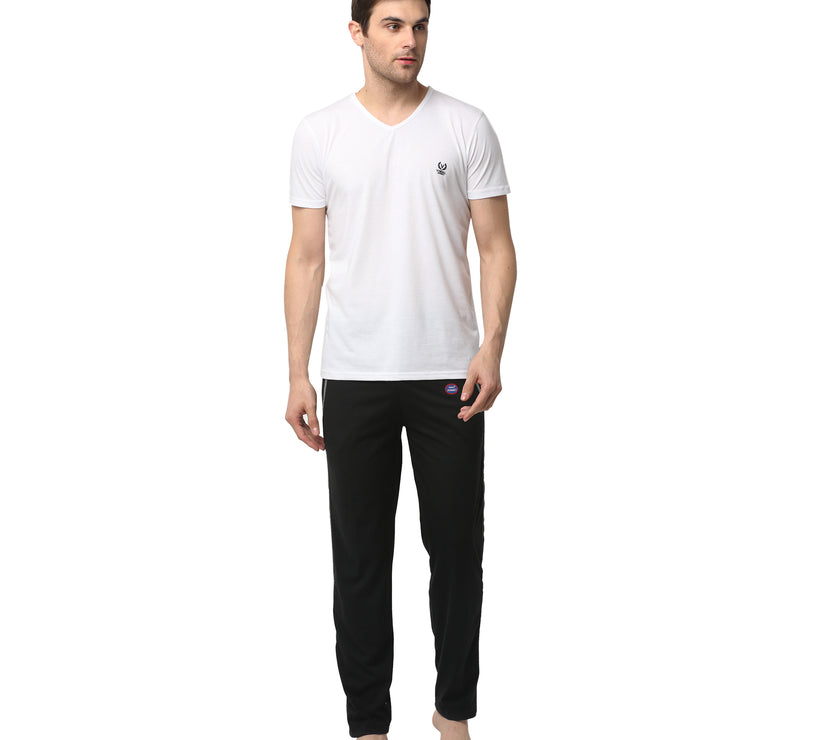 Mack Jonney White Black Night Suit For Men's