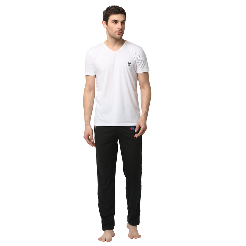 Mack Jonney White Black Night Suit For Men's