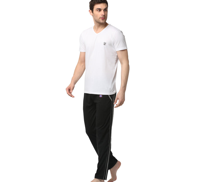 Mack Jonney White Black Night Suit For Men's