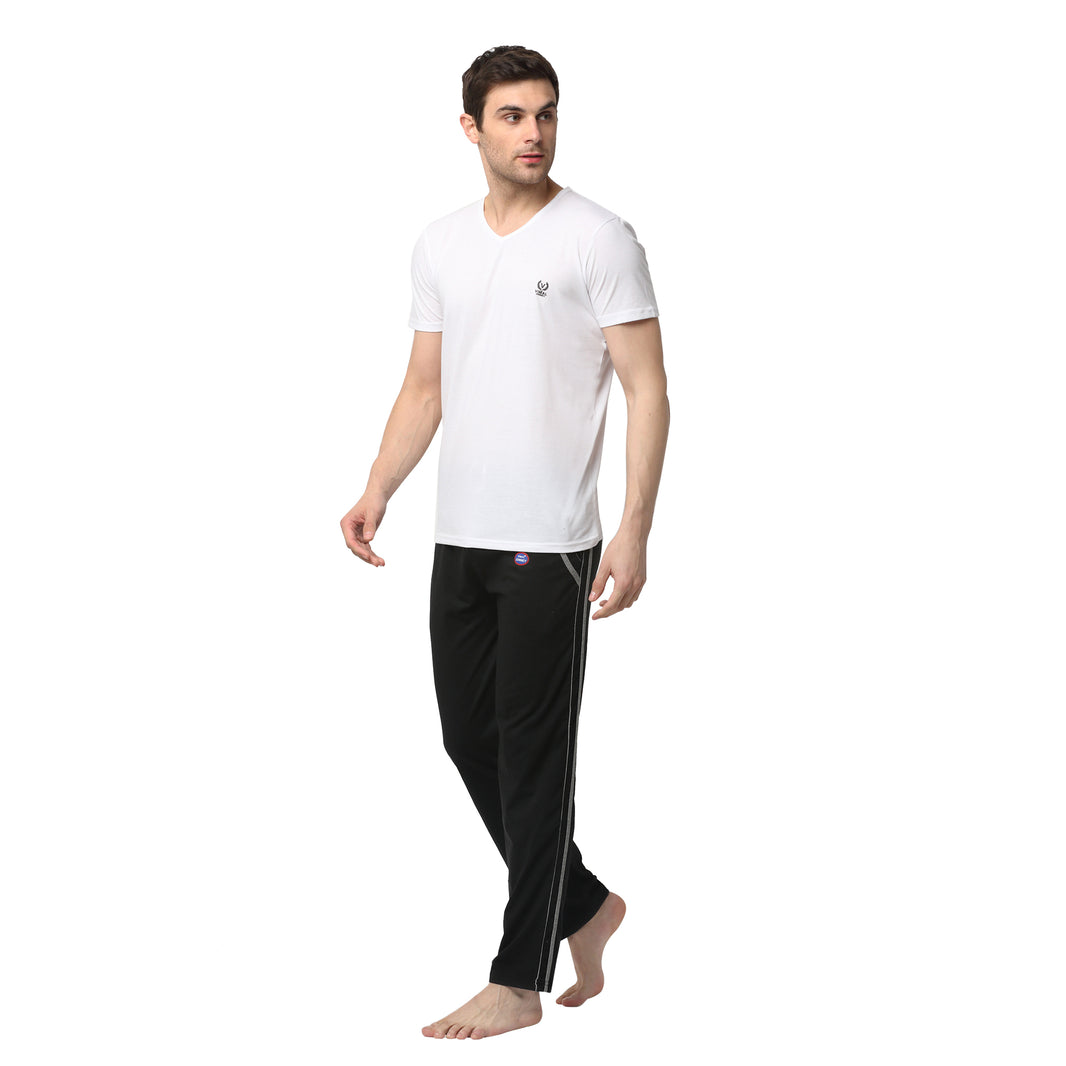 Mack Jonney White Black Night Suit For Men's