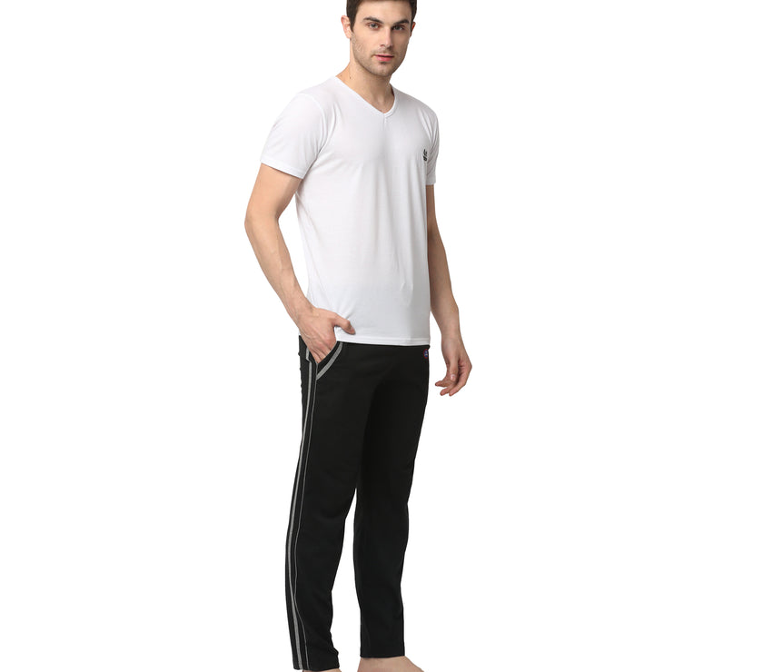 Mack Jonney White Black Night Suit For Men's