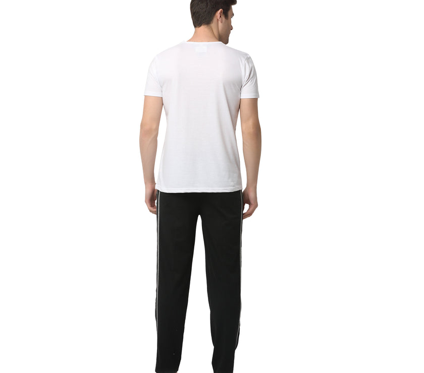 Mack Jonney White Black Night Suit For Men's