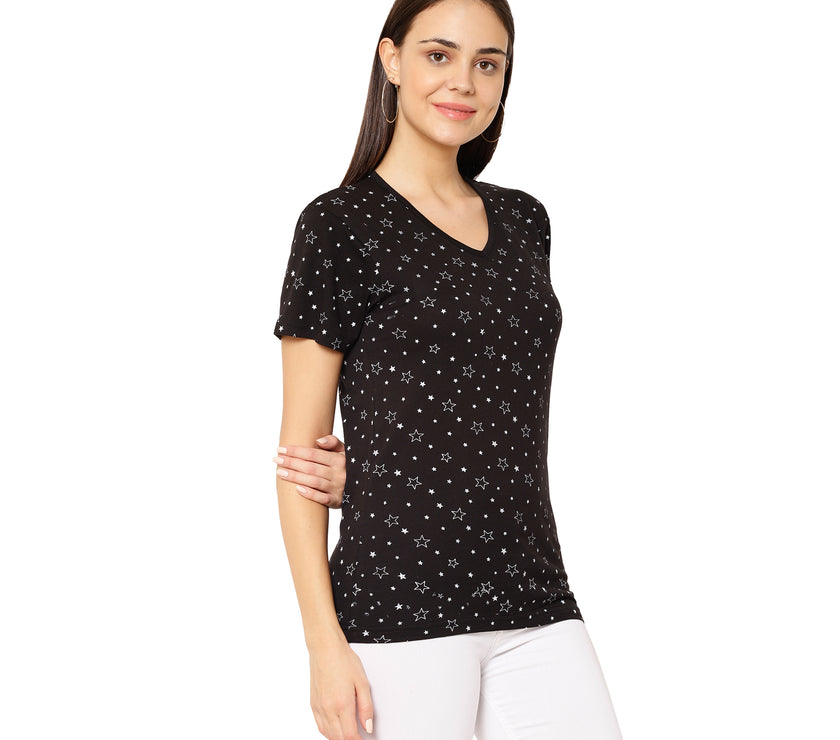 Mack Jonney Black Color T-shirt For Women