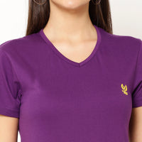 Mack Jonney Purple Color T-shirt For Women