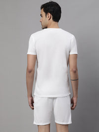 Mack Jonney White Cotton Solid Co-ord Set Tracksuit For Men(Zip On 1 Side Pocket)