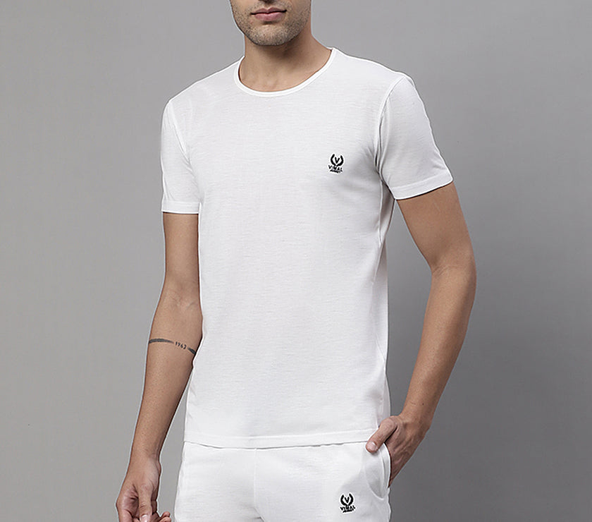 Mack Jonney White Cotton Solid Co-ord Set Tracksuit For Men(Zip On 1 Side Pocket)
