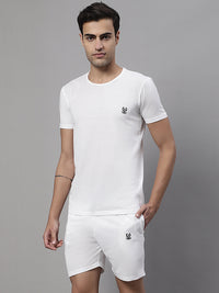 Mack Jonney White Cotton Solid Co-ord Set Tracksuit For Men(Zip On 1 Side Pocket)